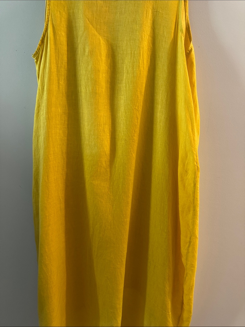 Bright Yellow Sleeveless Maxi Dress with Button Placket - Picture 6 of 9